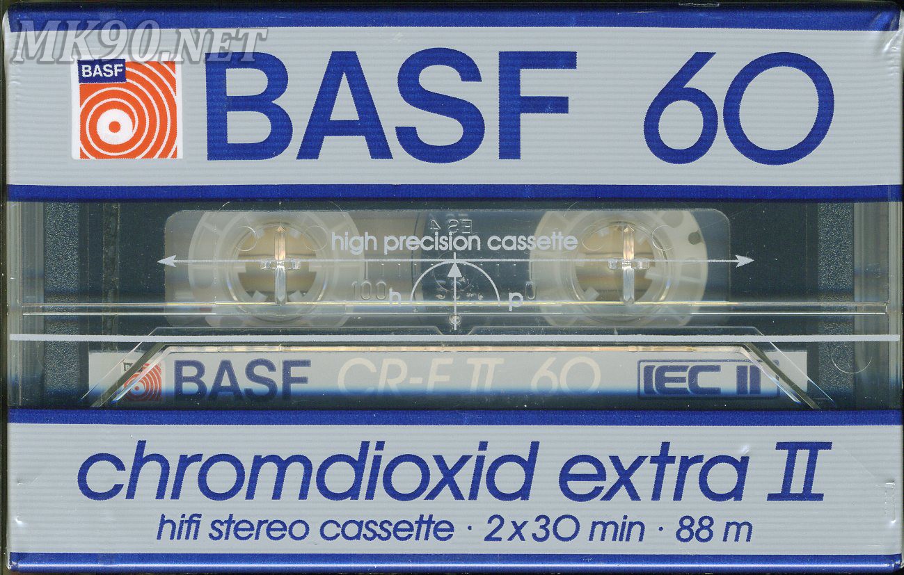 Классическая аудиокассета BASF 1980-х годов на основе двуокиси хрома. Модель из прошлого, в облике кассеты BASF CR-E II середины 1980-х годов. Настоящая рецептура диоксида хрома, а для многих - воплощение магнитной ленты с высоким током подмагничивания.